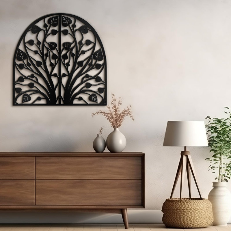 Décoration murale décorative en métal, H 23,76 po x l 24 po x P 0,05 po, Noir