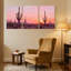 «Cactus Desert Sunset», ensemble de 3 reproductions d'art sur toile-1940318786