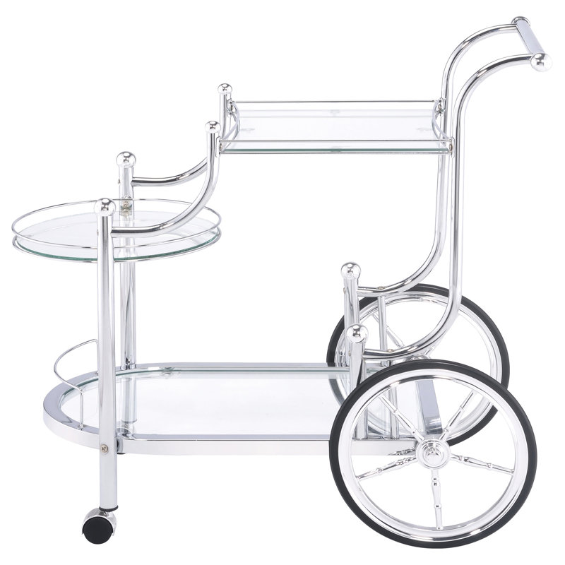 3 chariot de service,, finition polie, rangement et rangement, présentoir de salle à manger en verre trempé, style contemporain, verre, surface