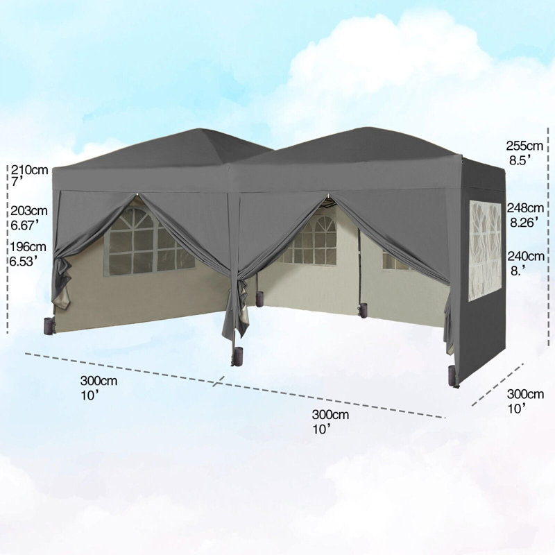 Alanie 6m x 3m Pop Up Gazebo, Grey