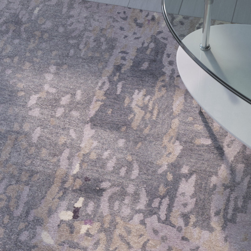 Tapis gris / violet touffeté à la main Kirtin, Rectangle 8 pi x 11 pi