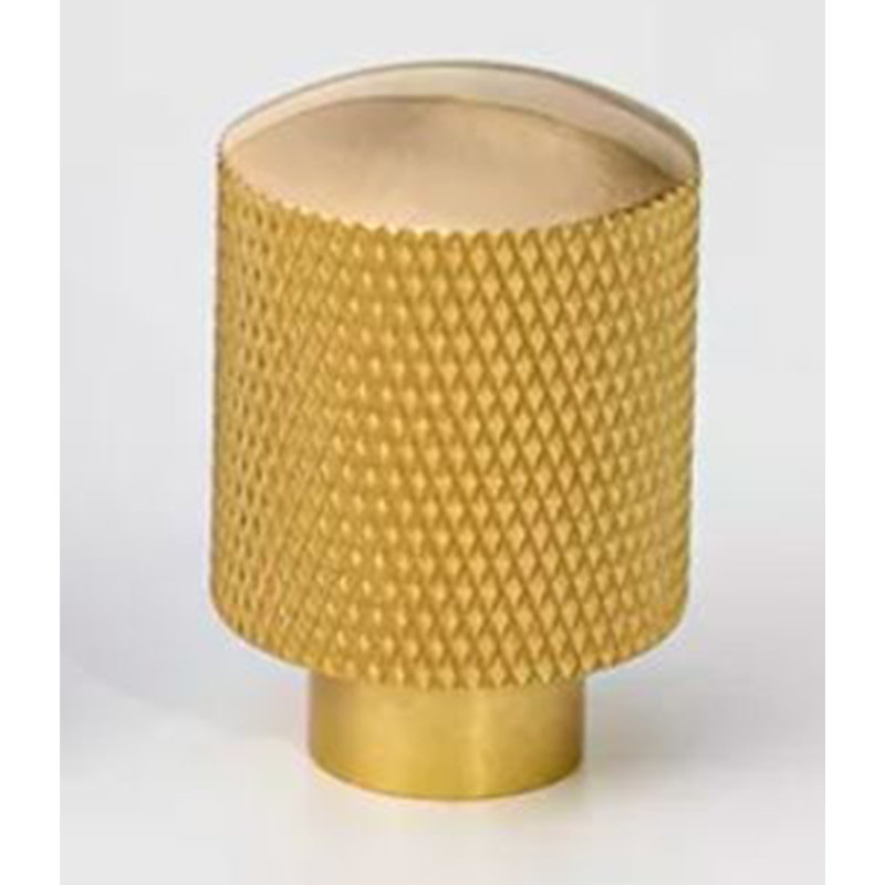Modern Knurled Chrome Cylinder Knob, Brushed Brass