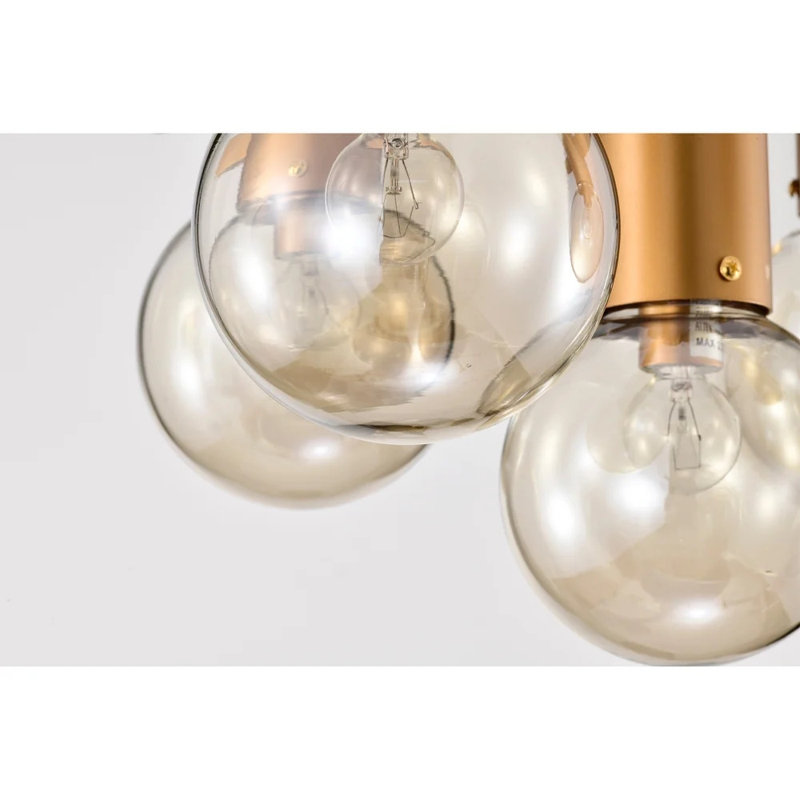 Matte Gold Semi-Flush Mount with Glass Globe Shades