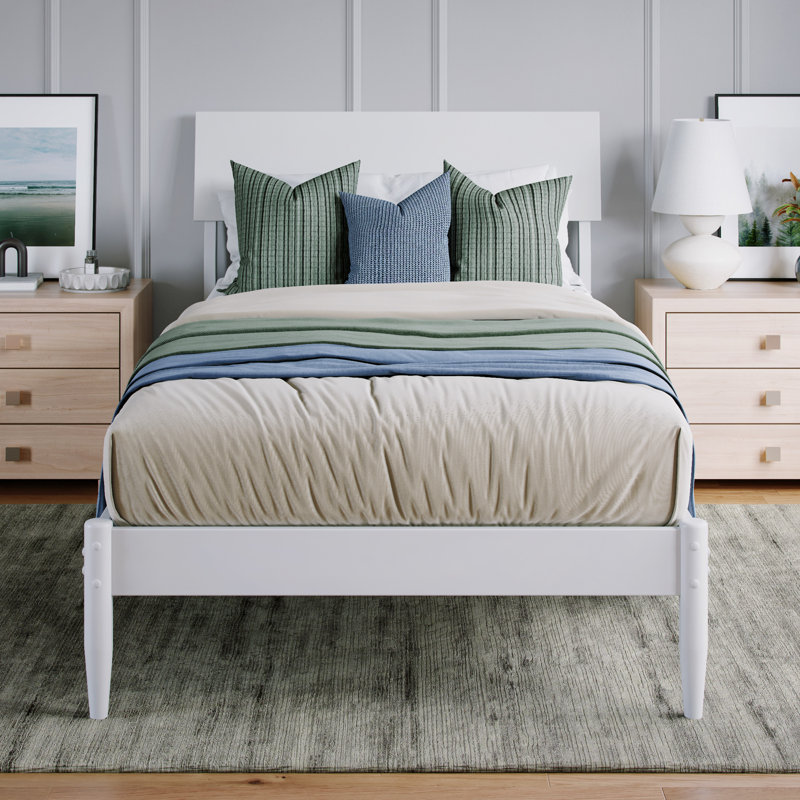 Lit plateforme avec tête de lit ajustable Bradford, Twin XL, White