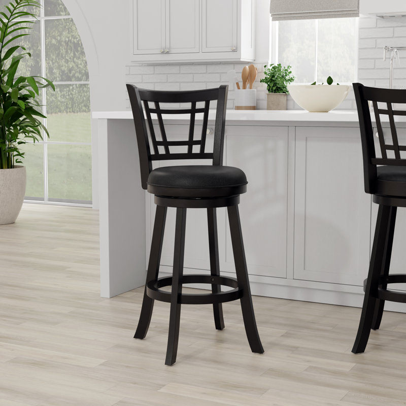 Henock Swivel Upholstered Counter Stool, Black, Bar Stool (30.5" Seat Height)