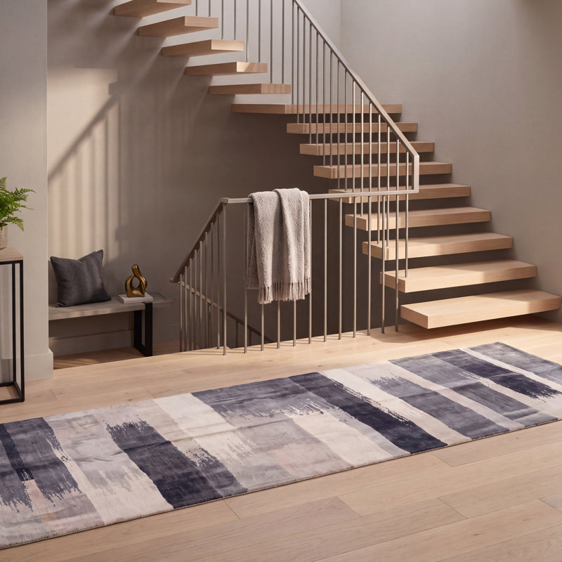 Tapis Shoal moderne à rayures grises et noires brossées, lavable à la machine, antidérapant, à poils courts, pour l'intérieur et l'extérieur, adapté aux animaux domestiques, idéal pour le salon, la chambre, la salle à manger, l'entrée, le corridor ou le bureau.