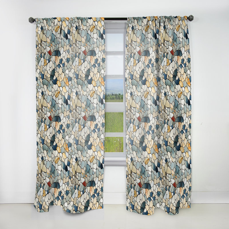Motif tropical Pebble Mosaic II - Rideau floral - Velours obscurcissant - 1 panneau, L 52 po x L 84 po