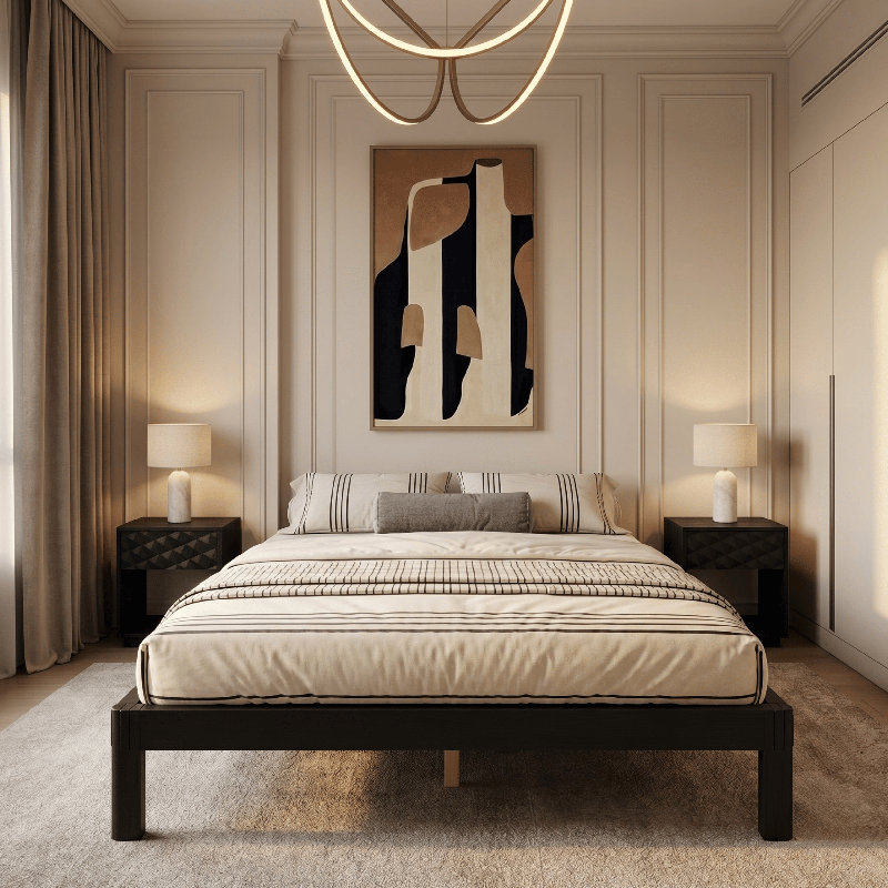 Structure de lit en bois massif NTC Sapa - Menuiserie japonaise minimaliste, pas de sommier tapissier, lattes silencieuses, assemblage facile