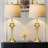 Modern 30'' Gold Table Lamp Set with USB & Type-C Ports, Oatmeal Linen Shade-1990468133