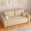 Canapé-lit moderne en cuir blanc cassé rétractable avec rangement-129767736