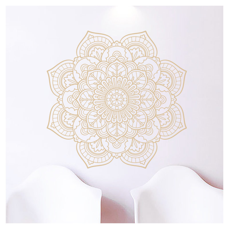 Adhésif décoratif mandala namaste boho yoga autocollants, Beige