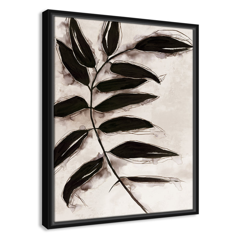 Feuilles II - Toile à cadre flottant, Cadre noir, H 21,5 po x l 17,5 po x P 2 po