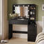Meuble-lavabo noir moderne de 39 po avec miroir à DEL réglable 3 couleurs et station de charge multi-ports, 5 tiroirs et tablettes de rangement ouvertes-131076655