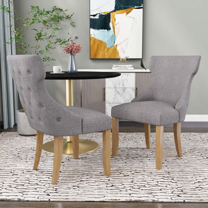 Chaise d'appoint rembourrée en tissu Elijah, Gris clair