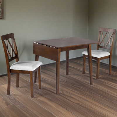 3 Piece Kitchen Dining Set With Drop Leaf Dining Table And 2 Dining Upholstered Chairs, Dining Room Set For Small Places,