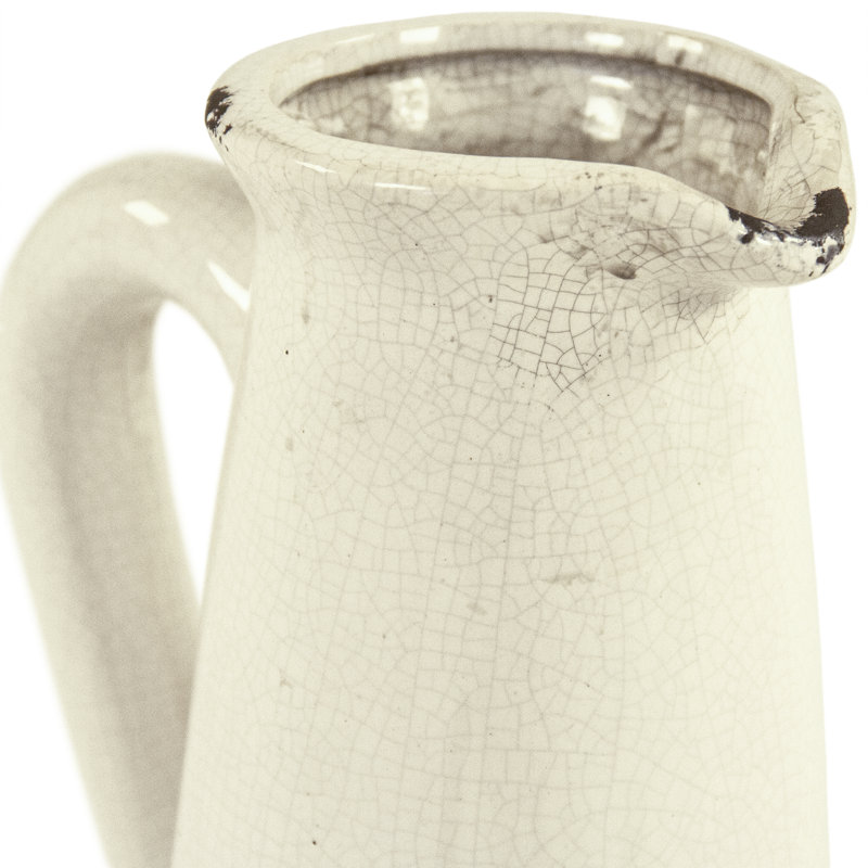 Vase de table en céramique blanche Cresthill, H 11,75 po x l 6,5 po x P 4,5 po
