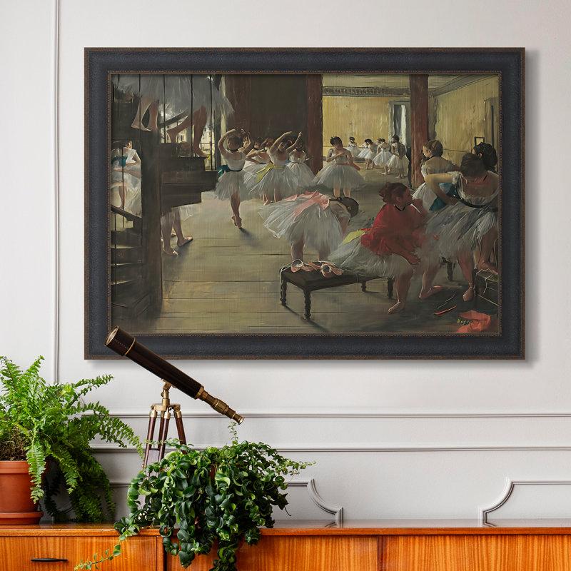Le cours de danse, c. 1873-Edgar Degas-Toile encadrée sur mesure, 24x34 INNER SIZE, Framed Canvas, Textured Charcoal Bead