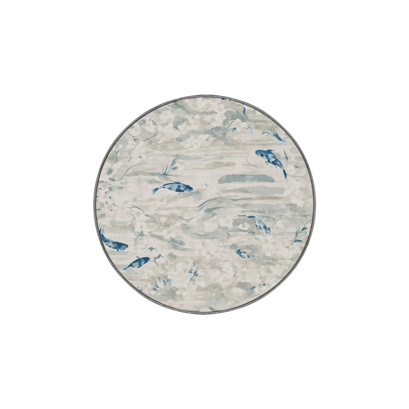 Machine Washable Gray Area Rug, Round 8'