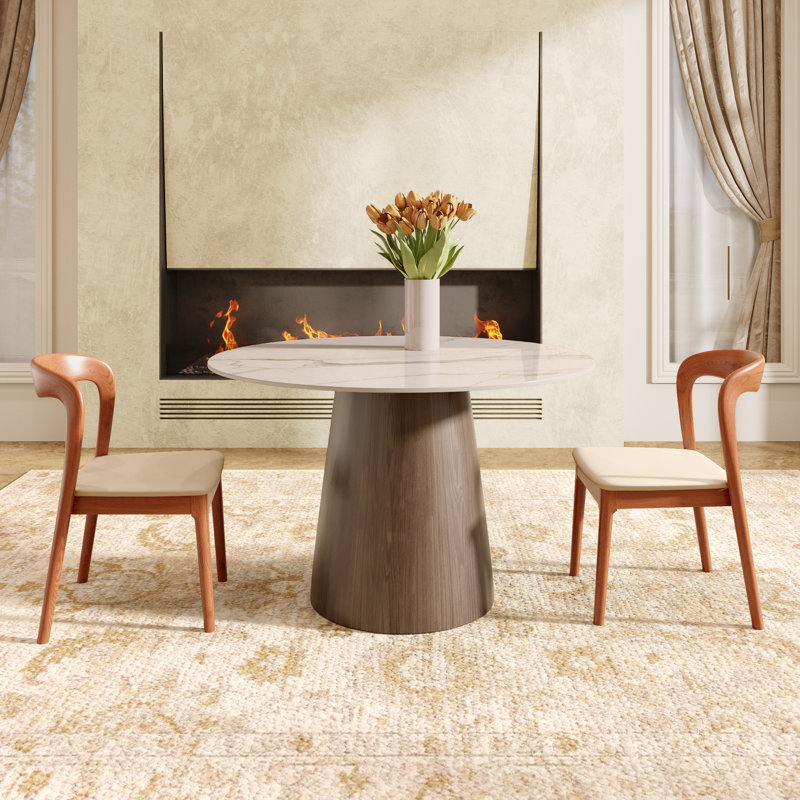 Ensemble de table de salle à manger moderne pour 43 personnes avec chaises en bois de ton noyer Bobrow, Snowridge, Dark Walut