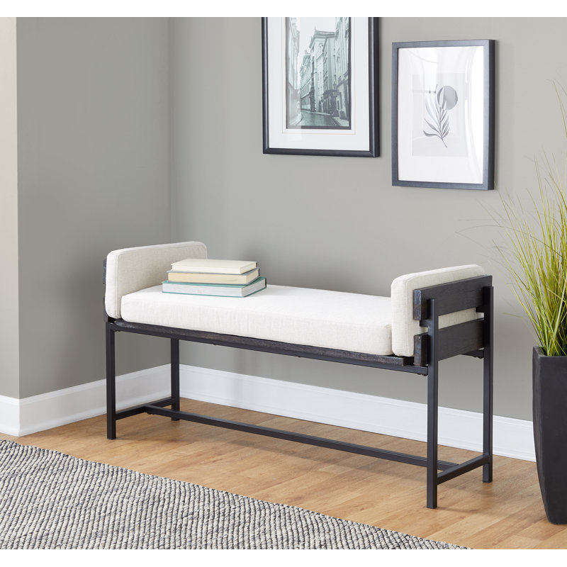 Banc rembourré Kari, Crème / gris