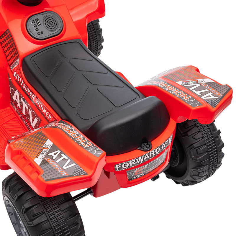 Red 6V Battery Powered Kids Quad with Working Headlights