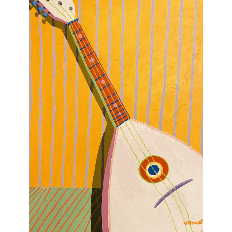 Balalaika par Sue Graef - Peinture, H 32 po x l 24 po, Toile tendue
