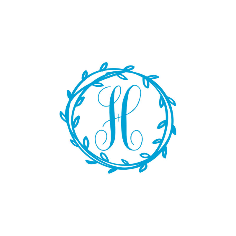 Décalcomanie murale monogramme initial Klar, Bleu givré, Oui