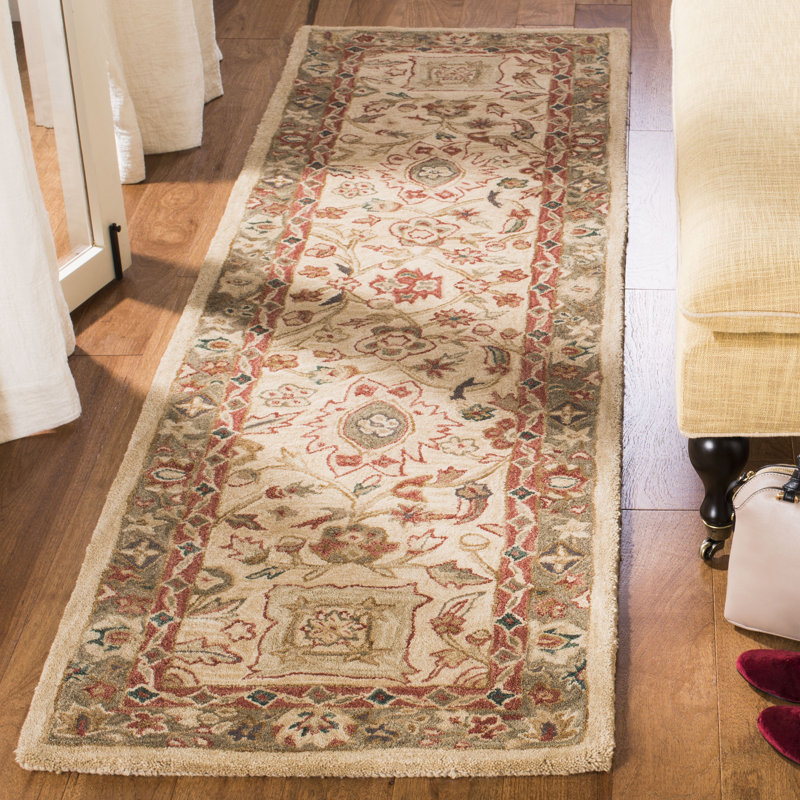 Tapis beige en laine Tingley, Tapis de couloir 2 pi 3 po x 10 pi
