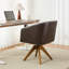 Fauteuil de bureau pivotant en chenille moderne avec base en bois -1215111012