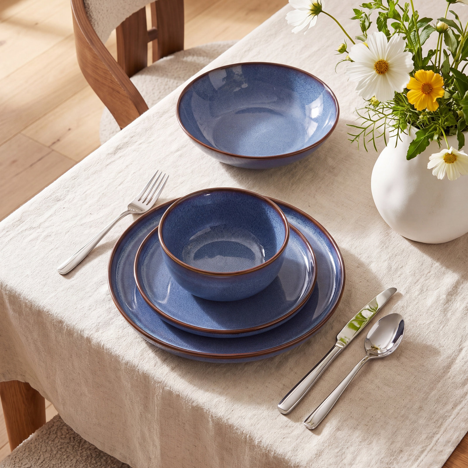 Marienne Ceramic Dinnerware Set, Blue