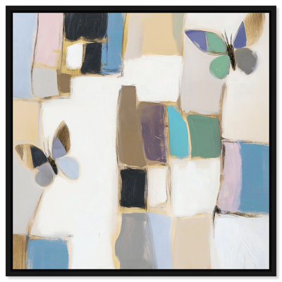 Bejewelled Butterflies Canvas Abstract Print by Oliver Gal, Black Frame, 12 x 12