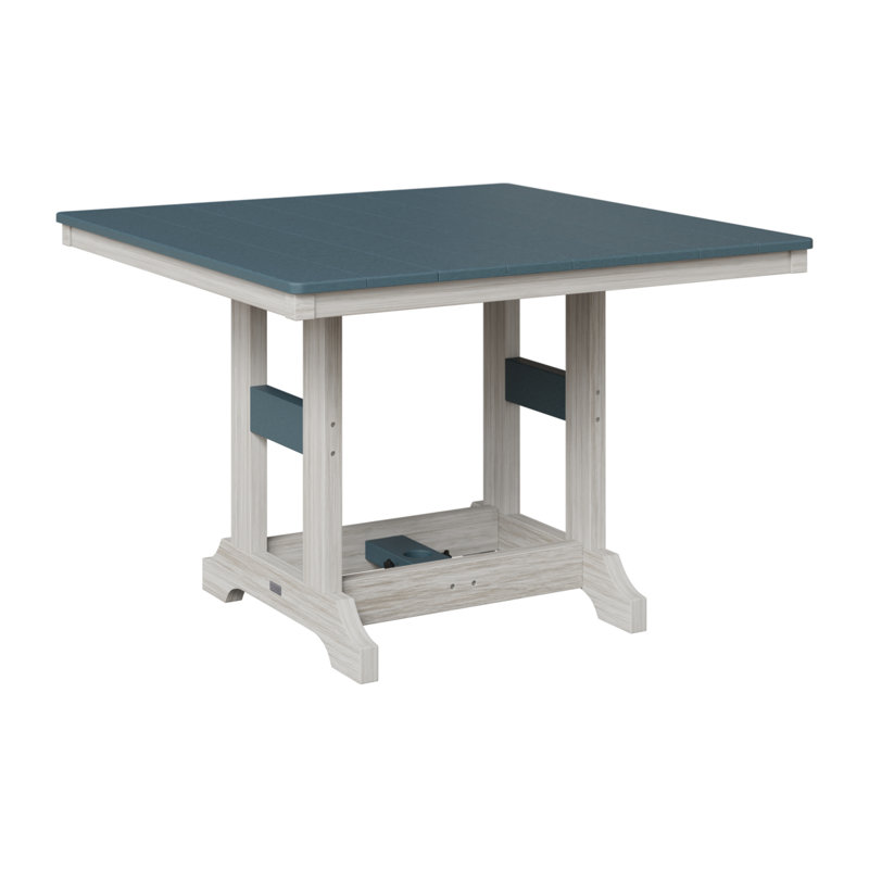 Garden Classic Outdoor Square Bar Table, Slate, Seashell