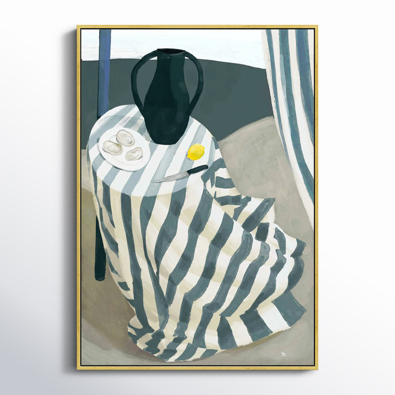 Oysters at the Beach by Marco Marella for Studio M - Framed Wall Art, 17.5" W x 25" H, Black Framed Paper