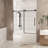 Shower Door, 56 - 60" W X H, 1/4" (6 Mm) Clear Tempered Glass, Proof Film, Corrosion Stainless Steel Handle, Matte Black, Good Transmittance For Bathroom 6 Mm Long Term Use Water Leak Prevention