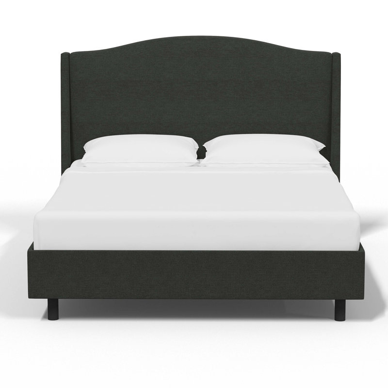 Cealie Upholstered Wingback Bed, Classic Black Linen, California King