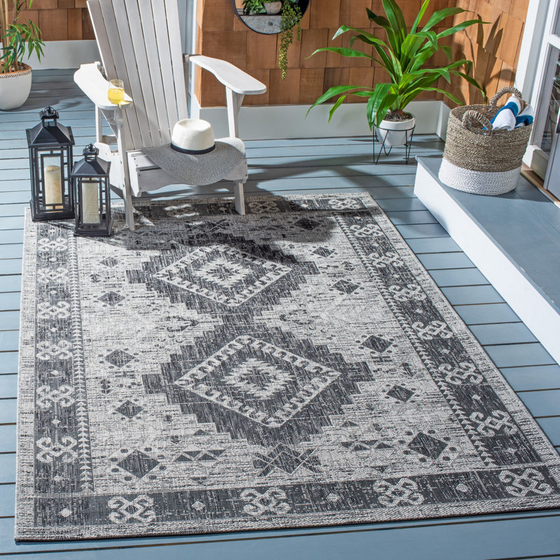 Tapis intérieur / extérieur Akifah Performance Southwestern, Rectangle 8 pi x 10 pi