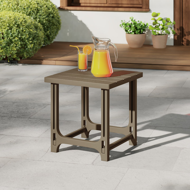 Table d'appoint d'extérieur en poly, Brun