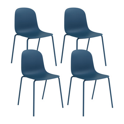 Chaises de salle à manger empilables Khyson pour l'intérieur ou l'extérieur avec siège profilé et pieds en acier