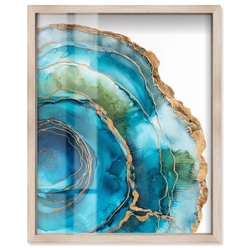 «Great Blue Green II Shadowbox Print Green Decor» par Art Remedy, H 21 po x l 17 po, Crème, crème