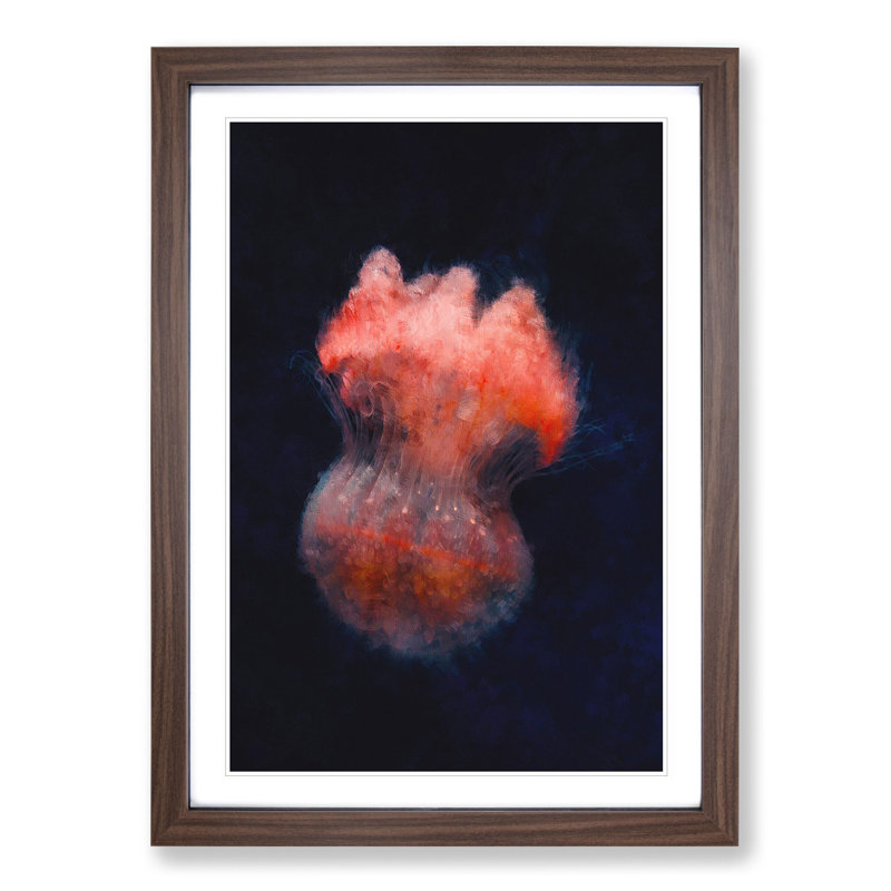 Jellyfish Vol.5 - Picture Frame Painting, 65cm H x 48cm W x 2cm D, Walnut