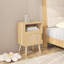 Table d'appoint avec porte pour la chambre à coucher - Pieds en bois massif, magnifique table de chevet décorative en chêne chic