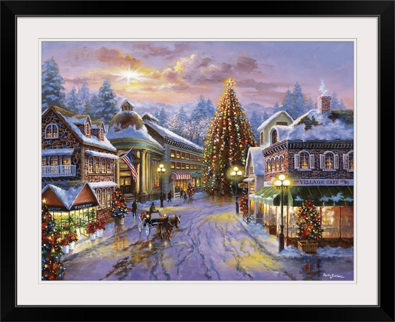 «christmas art christmas réveillon par nicky boehme, reproduction d’art, H 12 po x l 16 po x P 1,5 po, Toile