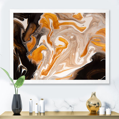 " Orange And Black Marble Waves I "