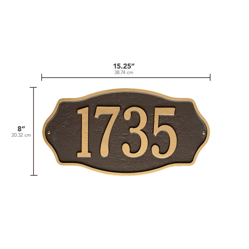 Hampshire 1-Line Wall Address Plaque, Bronze / Gold, Yes