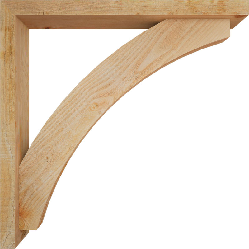 Thorton Block Bracket with Offset Brace, 34 x 34, 4"W Douglas Fir (Rough Sawn)