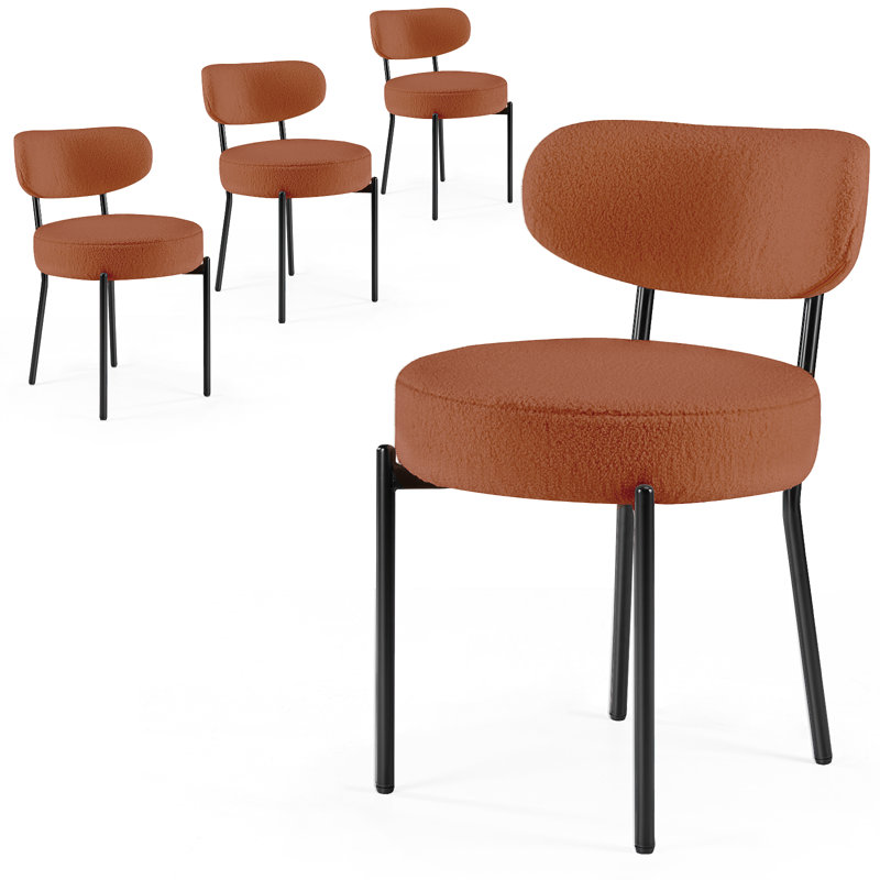 Ensemble de chaises de salle à manger en sherpa Boucle, 4, Orange