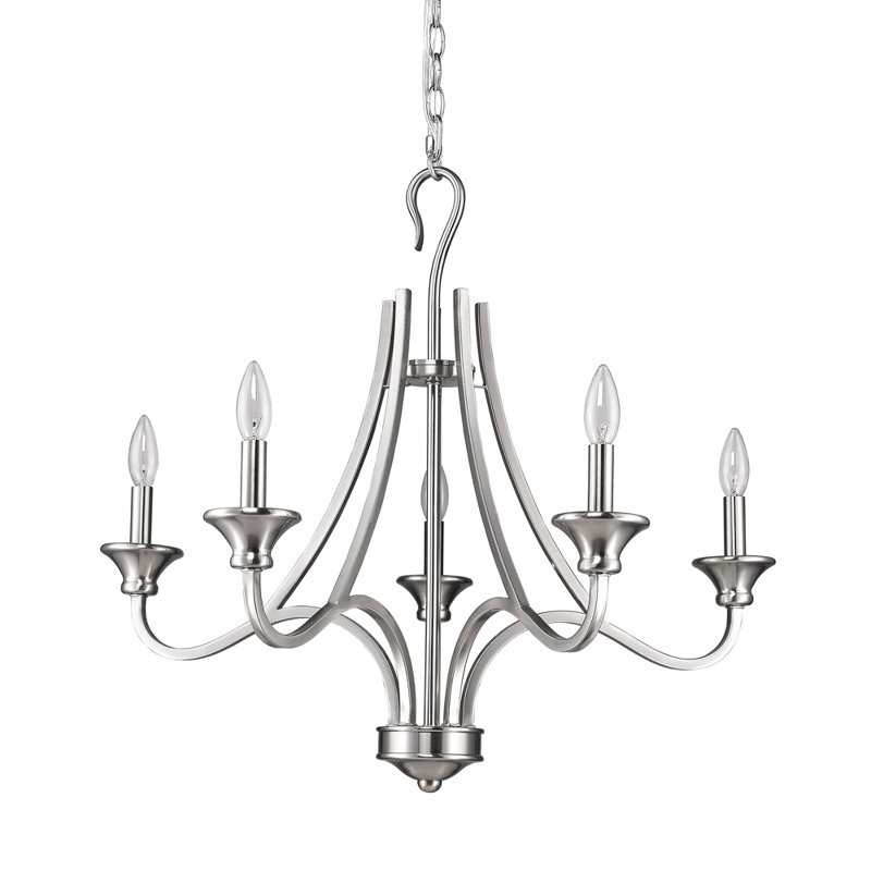 Potomac 5 - Light Dimmable Classic / Traditional Chandelier, Satin Nickel