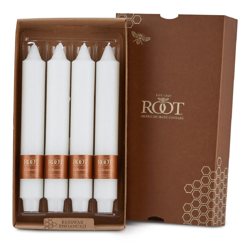 Bougie Timberline Collenette, H 9 po x l 1,25 po x P 1,25 po, Blanc