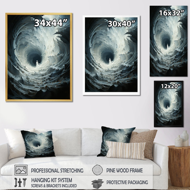 Ephemeral Echo Spiral - Abstract Spirals, reproduction d'art sur toile_106086, H 44 po x l 34 po x P 1,5 po
