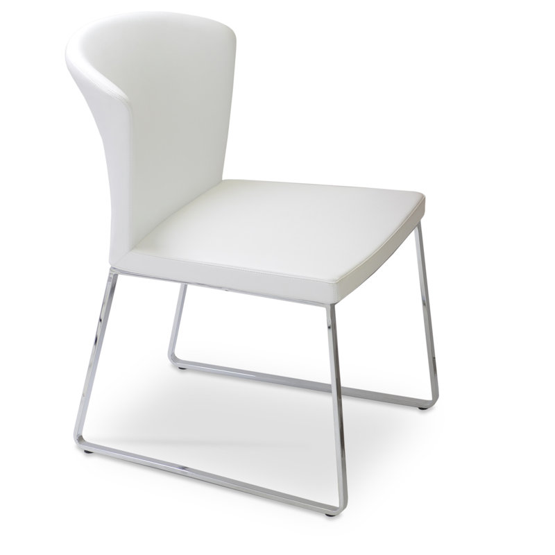 Capri Metal Solid Back Side Chair, White Faux Leather